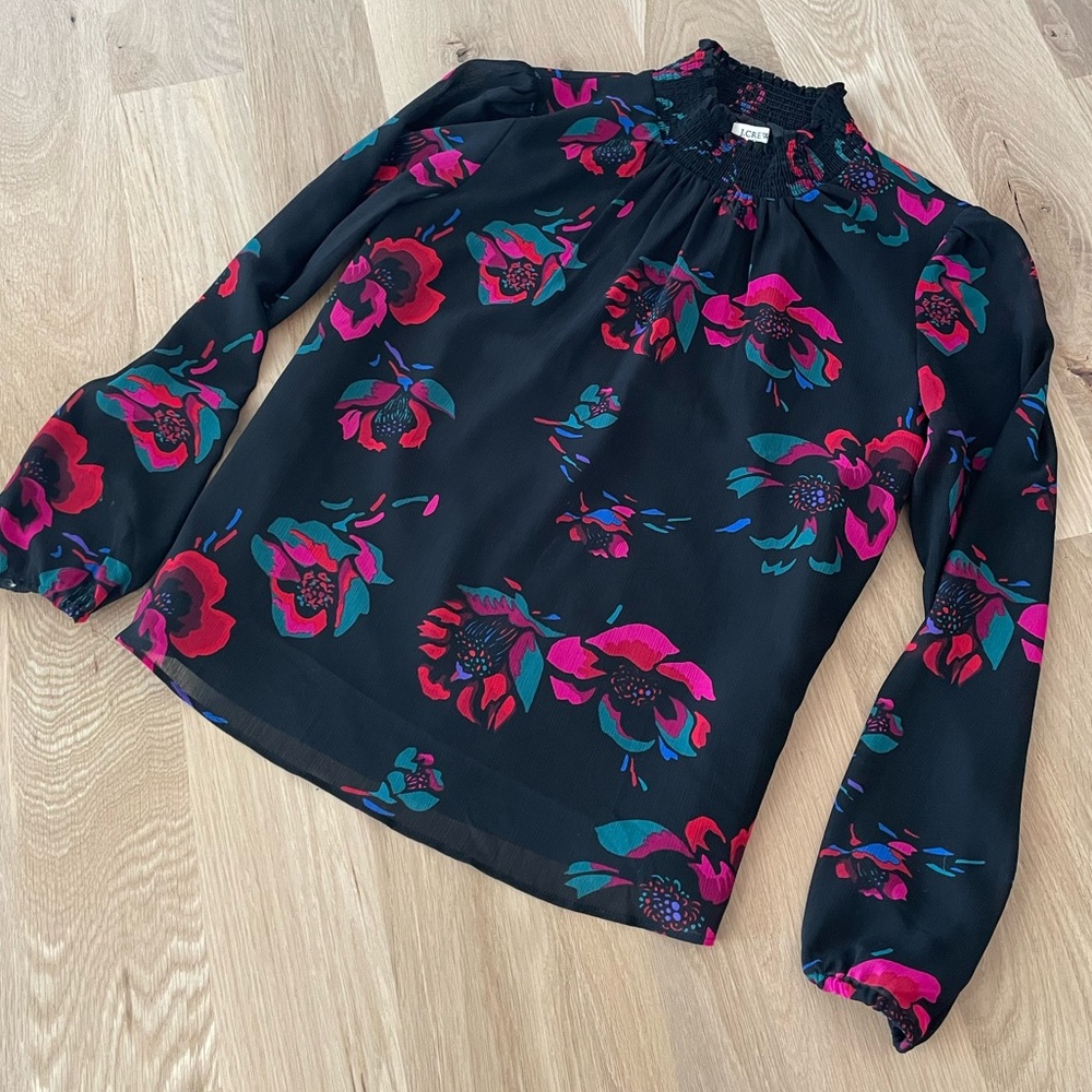 J.Crew Smocked Neck Blouse